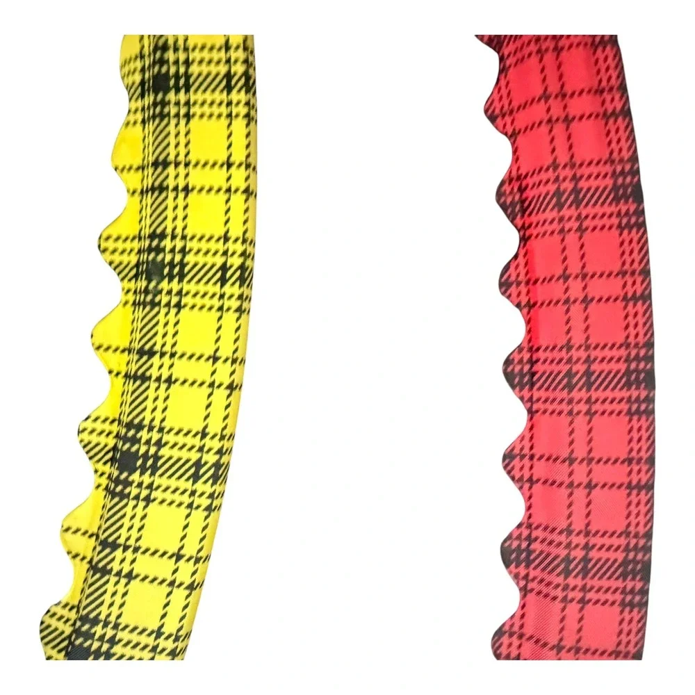 Vintage West Germany Padded Hangers Set 3 Plaid Tartan Scalloped Kitsch